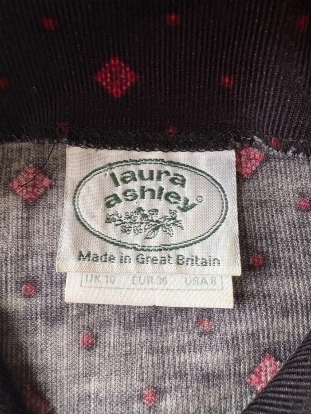 Vintage Laura Ashley Black Corduroy Cottagecore Prairie Dress UK Size 8 Feminine - Picture 5 of 15